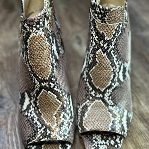 NEW Vince Camuto Fedrilla Open Toe Leather Kondia Bootie Bronze Snake Print 9.5 - Picture 2 of 15